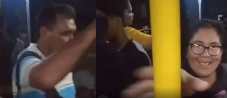 Alguns passageiros tiveram que descer para o ônibus conseguir seguir o trajeto. Foto: Reprodução