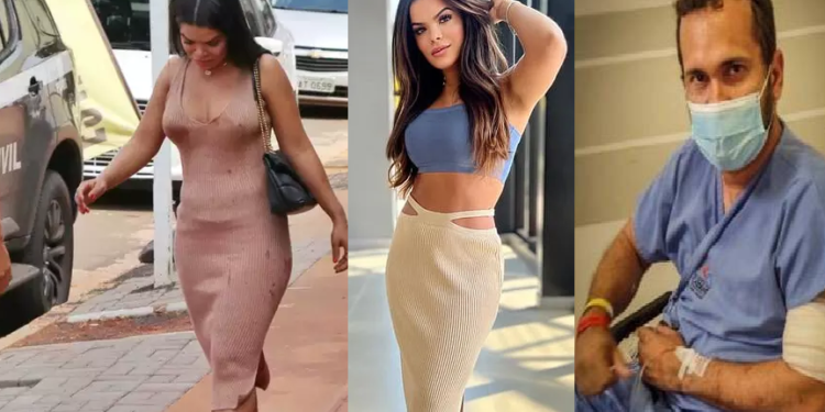 Daisa Silva chegou com manchas de sangue pelo corpo. Foto: Reprodução