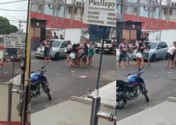 A porrada generalizada aconteceu perto de igreja. Foto: Reprodução