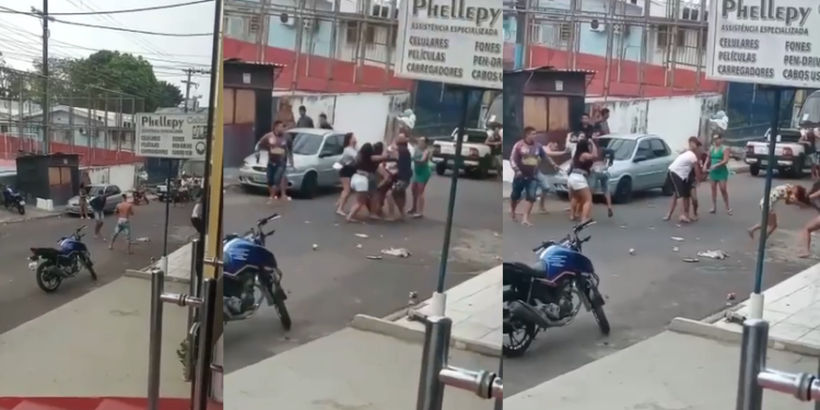 A porrada generalizada aconteceu perto de igreja. Foto: Reprodução