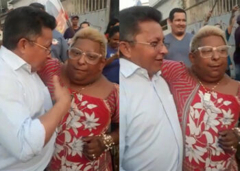 O encontro ocorreu durante caminhada da campanha do político. Foto: Reprodução