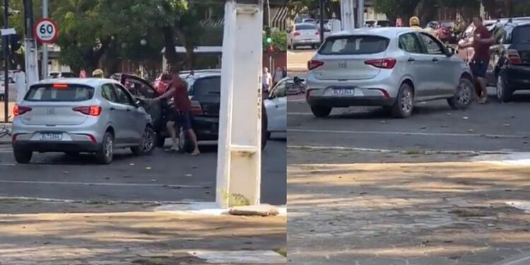 A briga foi registrada por câmeras de segurança. Foto: Reprodução