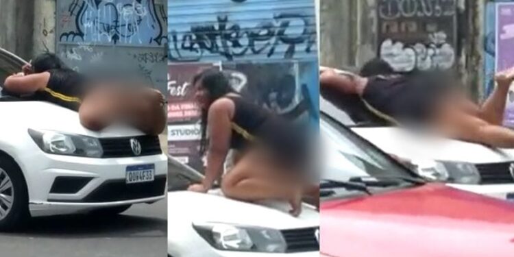 Quem passava ficou sem entender nada e aparentemente ela não queria que o homem fosse embora. Foto: Reprodução