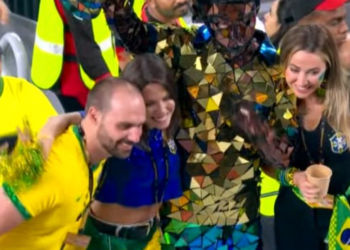 Eduardo está com a esposa curtindo os jogos. Foto: Reprodução