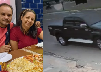 Andréia e o esposo estavam na parada de ônibus quando o carro desgovernado os pegou. Foto: Reprodução