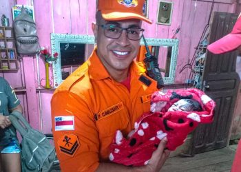 Mãe e filho passam bem e depois foram encaminhados ao hospital de Tefé. Foto: Divulgação/CBMAM