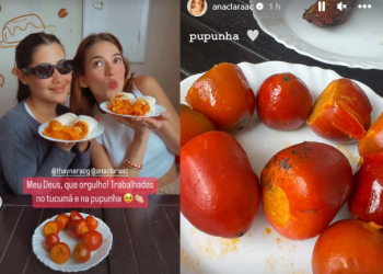 Familiarizadas, as duas fizeram questão do café da manhã bem regional. Foto: Reprodução/Instagram