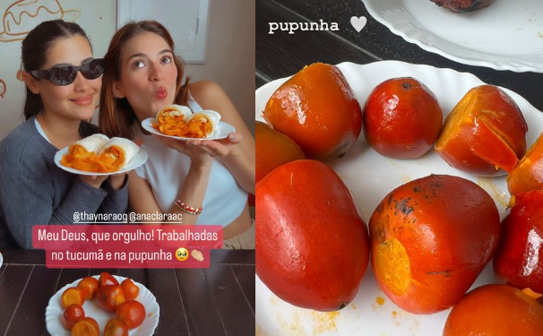 Familiarizadas, as duas fizeram questão do café da manhã bem regional. Foto: Reprodução/Instagram