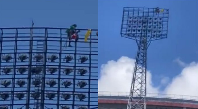 O homem ficou cerca de 2h30 na torre. Foto: Reprodução