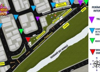 A área do desfile contará com uma “passarela do samba” na praça Mindu Norte, na alameda Alphaville, bairro Novo Aleixo, Zona Norte de Manaus. Foto: Divulgação