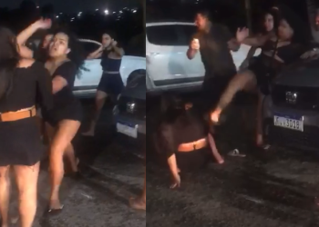 Uma das mulheres parecia a mais aborrecida e deu vários tapas. Foto: Reprodução