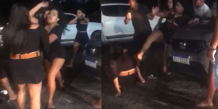 Uma das mulheres parecia a mais aborrecida e deu vários tapas. Foto: Reprodução