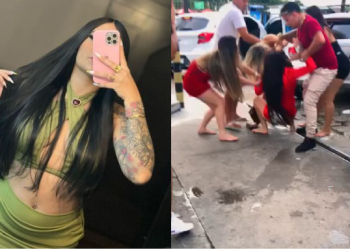 A briga ocorreu num posto de combustível. Foto: Reprodução