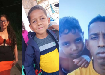 Rosming e o filho dela, Dainelson e ao lado, o sobrinho dela, Ilan de 35 anos e o filho dele de 7 anos