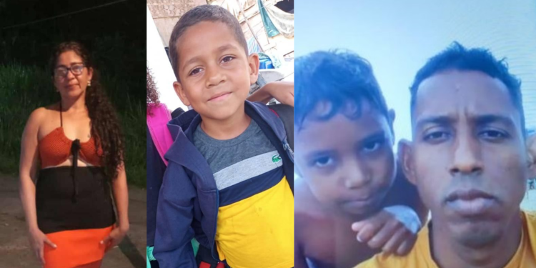 Rosming e o filho dela, Dainelson e ao lado, o sobrinho dela, Ilan de 35 anos e o filho dele de 7 anos