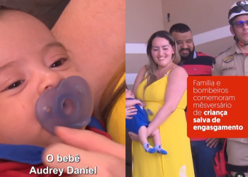 O pequeno Audrey Daniel tinha apenas 2 dias de vida quando se engasgou. Foto: Reprodução/CBMAM