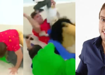 A cena não passou de uma brincadeira armada pelo humorista e o personagem. Foto: Reprodução