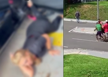 A mulher de 40 anos foi atingida por tiros, mas foi socorrida. Foto: Reprodução