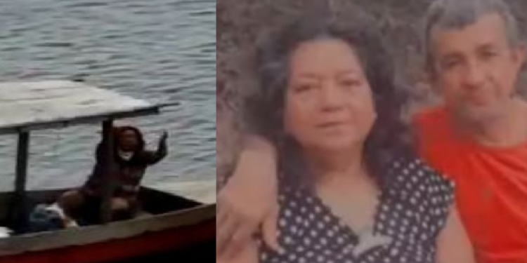 O casal estava numa embarcação, mas apenas a mulher estava viva. Foto: Reprodução