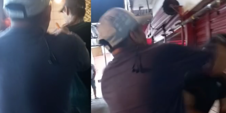 O homem foi acertado no meio do rosto e caiu de cabeça no chão. Foto: Reprodução