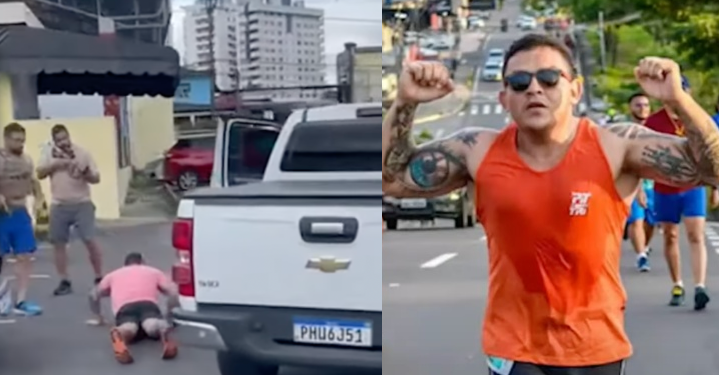 O homem foi levado para a delegacia. A arma estava no carro. Foto: Reprodução