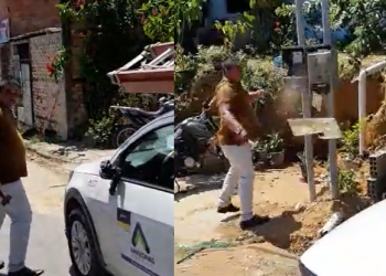 O homem xingou os funcionários e usava um martelo. Foto: Reprodução