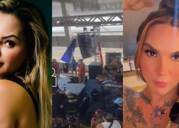 Lucynha falou sobre o caso abertamente, em cima do palco. Foto: Reprodução