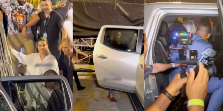 O influenciador entrou no carro da cantora e só saiu após ela falar com ele. Foto: Reprodução