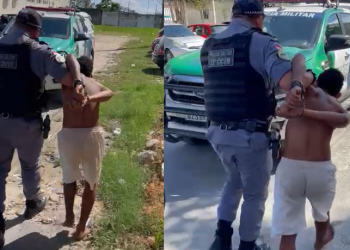 O suspeito foi preso com uma escopeta. Foto: Reprodução