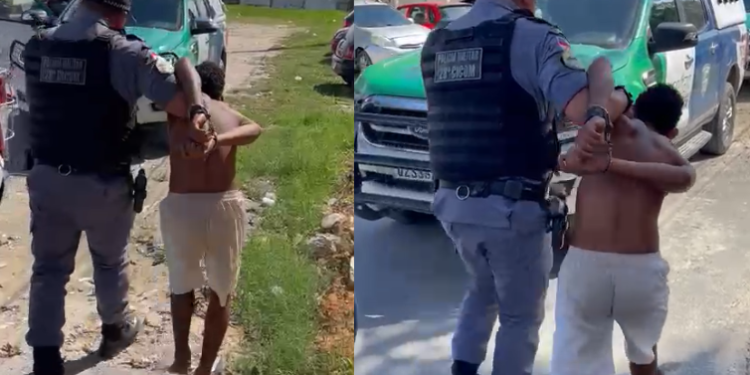 O suspeito foi preso com uma escopeta. Foto: Reprodução