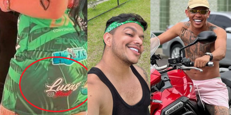 Um vídeo mostra uma mulher com o abadá que mostraa o @ do influenciador. Foto: Reprodução