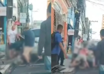 O caso aconteceu numa rua onde tem muitas lojas. Foto: Reprodução