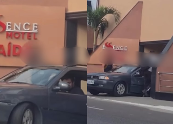 Pense na humilhação! O carro pregou bem na ladeira. Foto: Reprodução