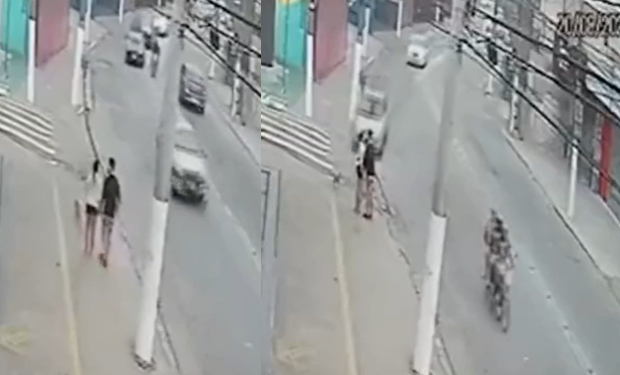 O casal estava na calçada. Foto: Reprodução