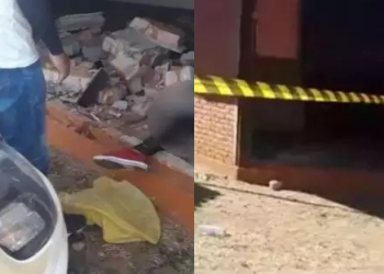 A vítima ficou imprensada na parede. Foto: Reprodução