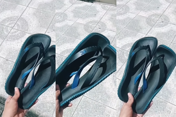 A mulher colocou o calçado para secar no sol. Foto: Reprodução