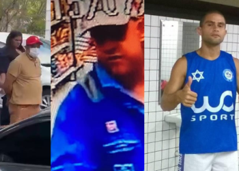 O crime ocorreu em julho deste ano e o suspeito usava um macacão azul e um boné no dia do crime. Foto: Reprodução