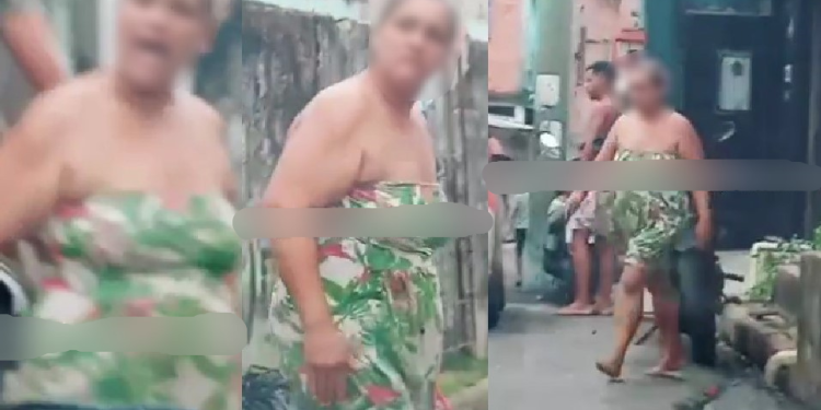 A mulher estava revoltada e a tensão no local do crime era grande. Foto: Reprodução