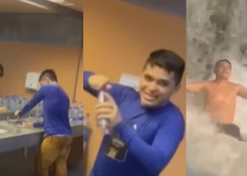 O vendedor não se importou em ser filmado e ainda ria. Foto: Reprodução