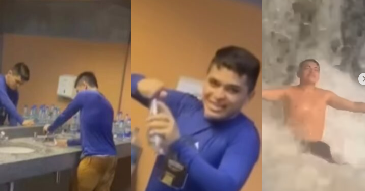 O vendedor não se importou em ser filmado e ainda ria. Foto: Reprodução