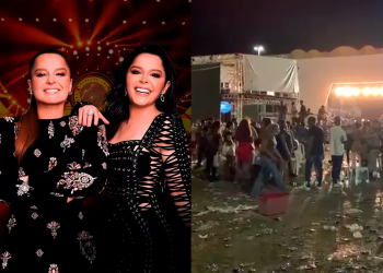 As cantoras tiveram que sair correndo e o evento foi encerrado. Foto: Reprodução