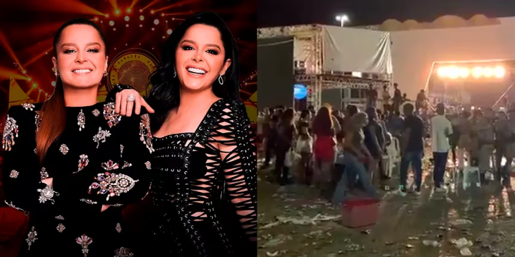 As cantoras tiveram que sair correndo e o evento foi encerrado. Foto: Reprodução