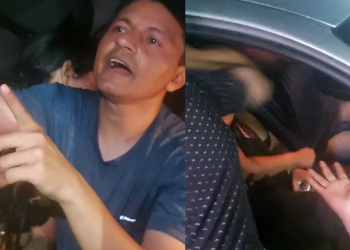 A mulher ainda foi pra cima dele e deu umas porradas. Foto: Reprodução