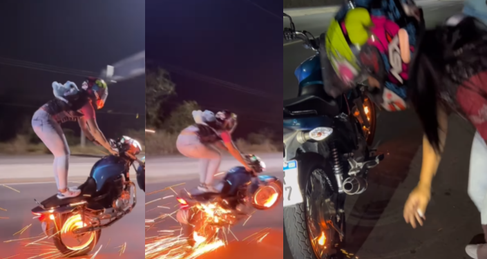 Ela ainda colocou faíscas nas rodas. Foto: Reprodução