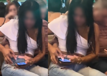 A mulher aproveitou a situação e fez a varredura. Foto: Reprodução