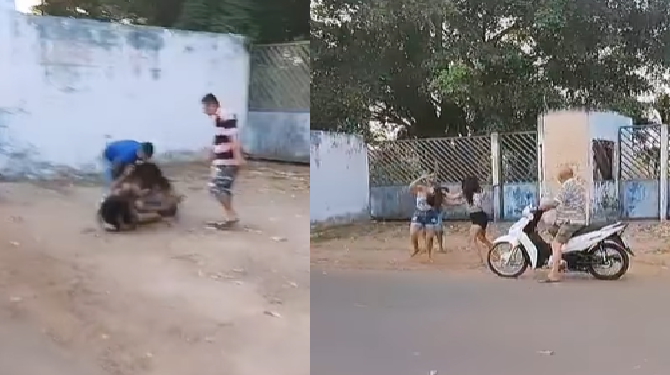 O trânsito parou e todo mundo ficou assistindo a porrada. Foto: Reprodução