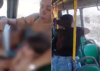 O transporte estava com o ar condicionado quebrado segundo os passageiros. Foto: Reprodução