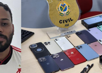 Diversos celulares da marca Apple foram encontrados com ele. Foto: Divulgação/PC-AM