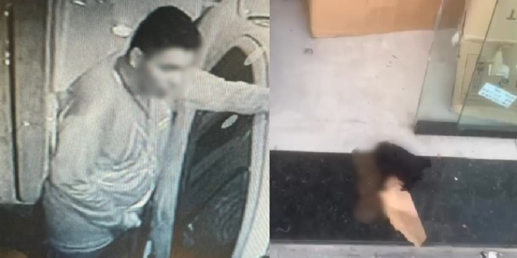 O  homem nem imaginava que tinha uma câmera bem acima dele. Foto: Reprodução