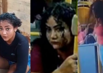 Vanessa da Silva Marques, de 22 anos, aparece com os comparsas roubando. Foto: Reprodução